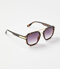Tortoiseshell Print Modern Aviator Sunglasses