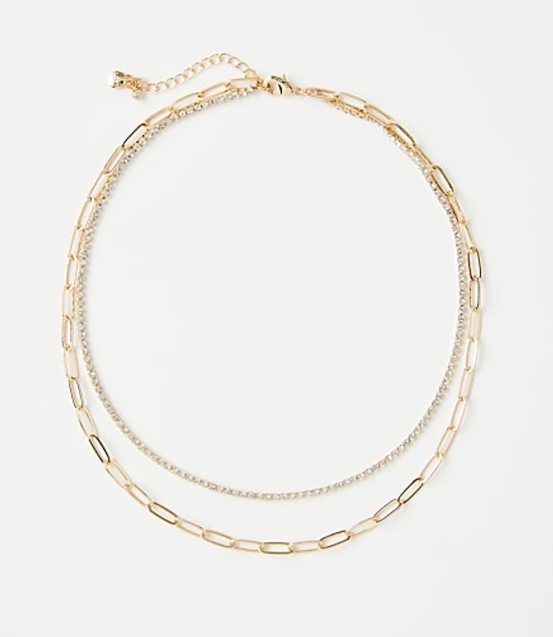 Chain Link Layered Tennis Necklace