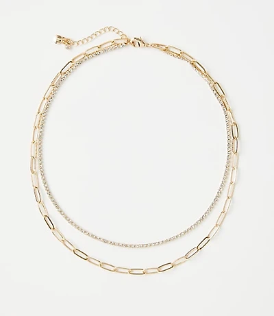Chain Link Layered Tennis Necklace