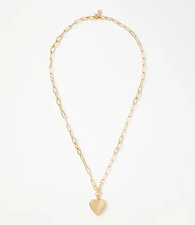 Puffy Heart Chain Link Pendant Necklace