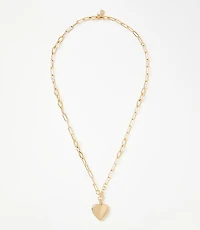 Puffy Heart Chain Link Pendant Necklace