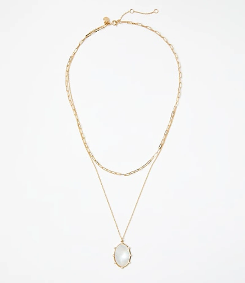 Mother Of Pearl Layered Pendant Necklace