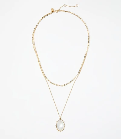 Mother Of Pearl Layered Pendant Necklace
