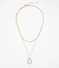 Mother Of Pearl Layered Pendant Necklace