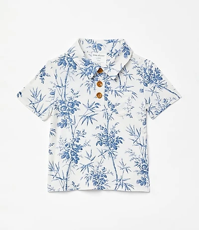 Posh Peanut X LOFT Palm Short Sleeve Collared Henley Top