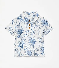 Posh Peanut X LOFT Palm Short Sleeve Collared Henley Top