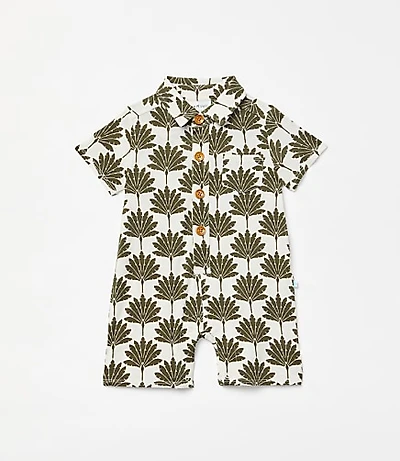 Posh Peanut X LOFT Palm Short Sleeve Collared Henley Romper