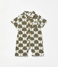 Posh Peanut X LOFT Palm Short Sleeve Collared Henley Romper