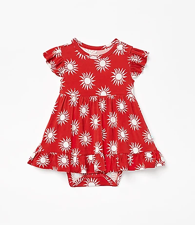 Posh Peanut X LOFT Sunny Cap Sleeve Ruffled Twirl Bodysuit Dress