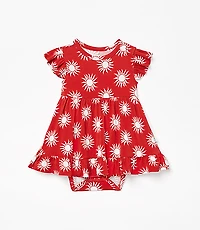 Posh Peanut X LOFT Sunny Cap Sleeve Ruffled Twirl Bodysuit Dress