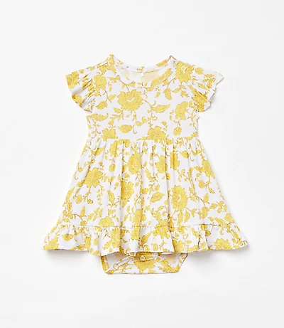 Posh Peanut X LOFT Floral Cap Sleeve Ruffled Twirl Bodysuit Dress