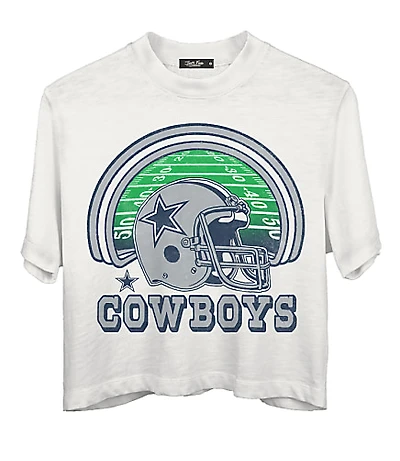 Junk Food Dallas Cowboys Game Time Mock Neck Crop Tee