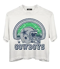 Junk Food Dallas Cowboys Game Time Mock Neck Crop Tee