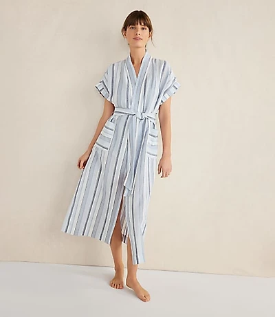 Haven Well Within Organic Cotton Linen Coastal Stripe Robe