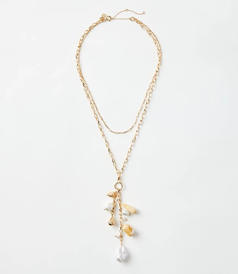 Pearlized Cluster Charm Necklace