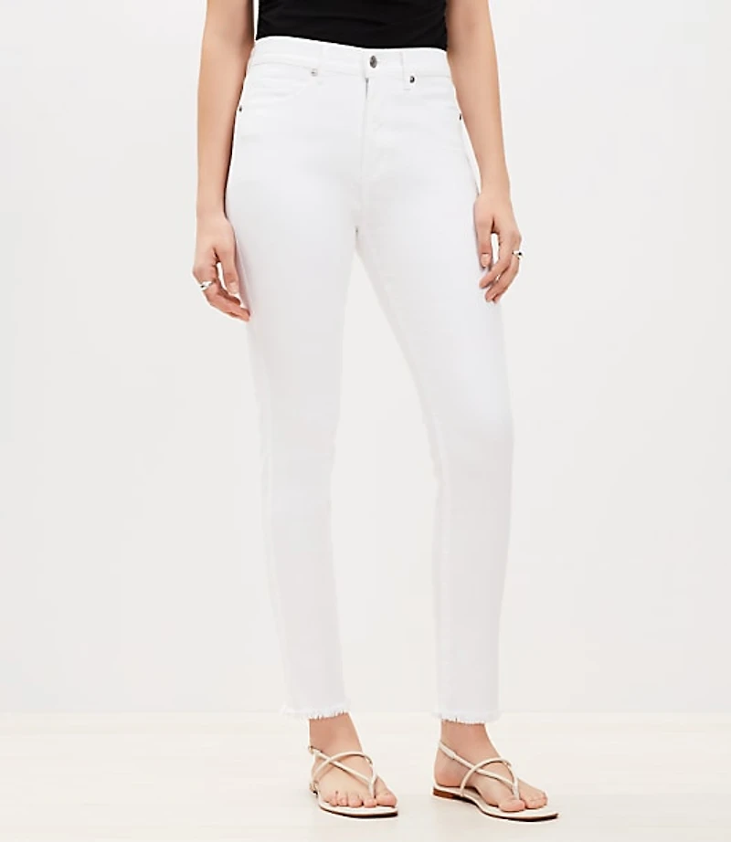 Frayed High Rise Skinny Jeans White