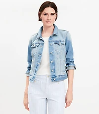 Petite Denim Trucker Jacket Light Mid Indigo Wash
