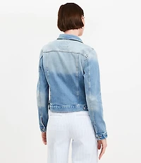 Petite Denim Trucker Jacket Light Mid Indigo Wash