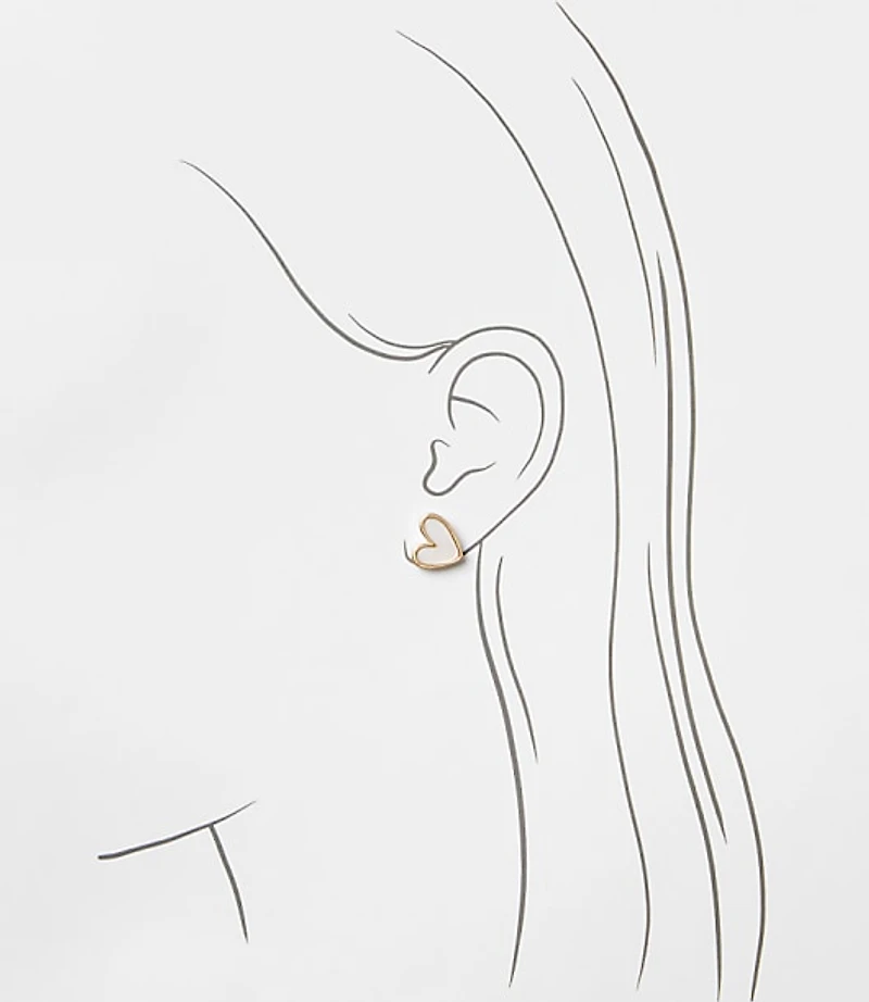 Mother of Pearl Heart Stud Earrings