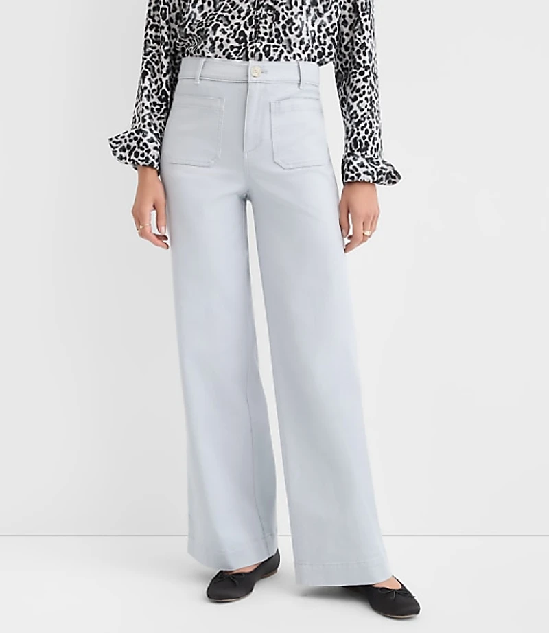 Petite Palmer Wide Leg Pants in Twill
