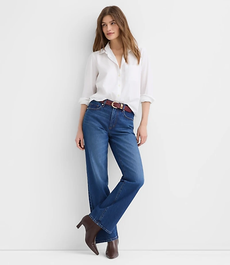 Petite Cotton Blend Everyday Relaxed Pocket Shirt