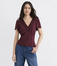 Lace Trim V-Neck Top