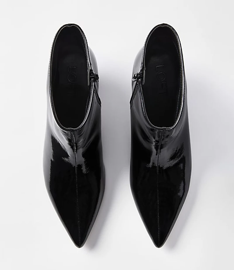 Patent Triangle Heel Booties