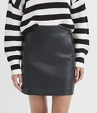 Petite Faux Leather Pocket Mini Skirt