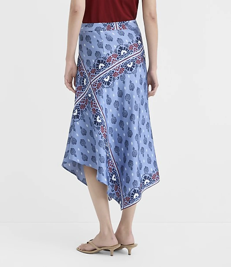 Petite Border Paisley Asymmetrical Midi Skirt
