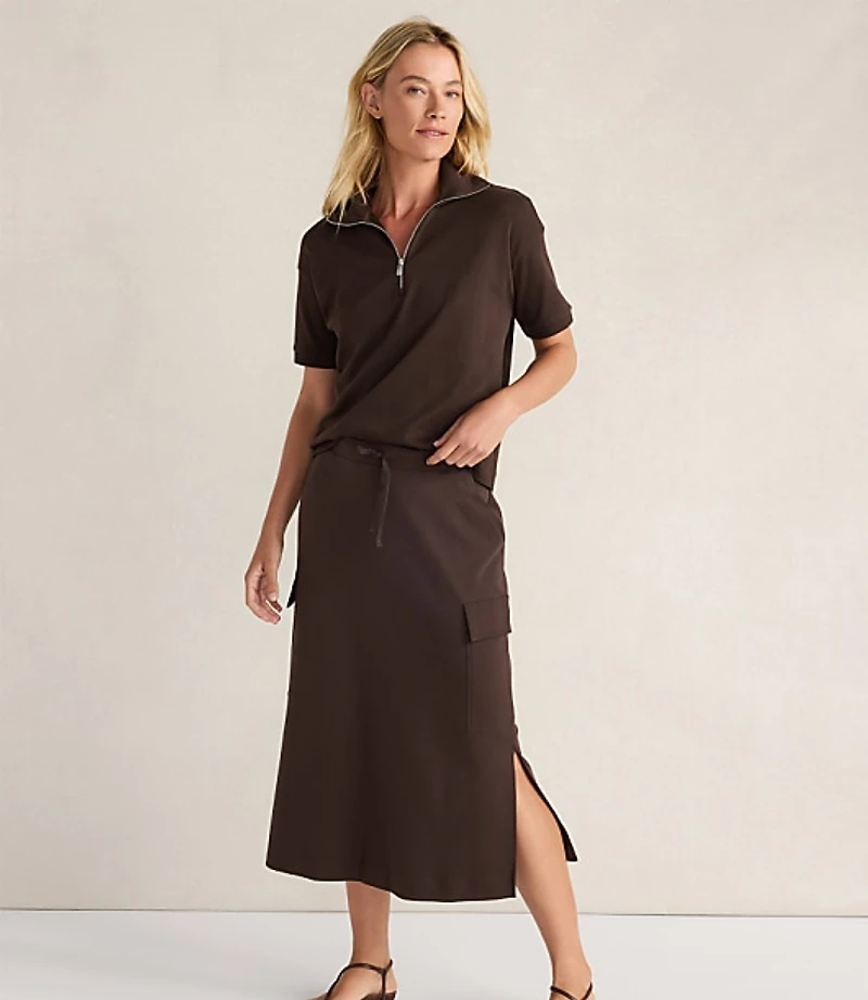 Haven Well Within Organic Cotton Interlock Half-Zip Collared Top