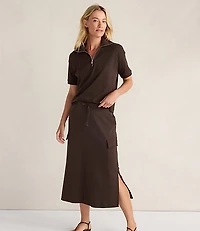 Haven Well Within Organic Cotton Interlock Half-Zip Collared Top