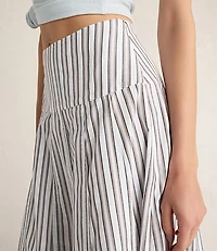 Haven Well Within Organic Cotton Poplin Stripe Drop Waist Skirt
