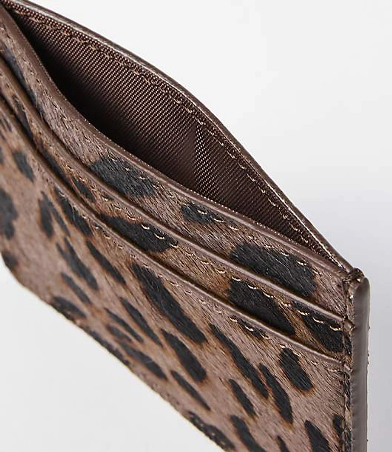 Leopard Print Hair Calf Card Case