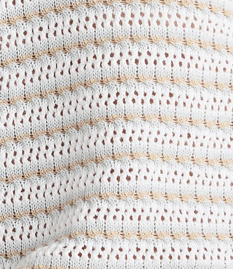 Haven Well Within Organic Cotton Stripe Mixed Stitch Johnny Collar Sweater