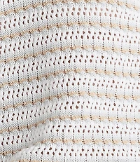 Haven Well Within Organic Cotton Stripe Mixed Stitch Johnny Collar Sweater