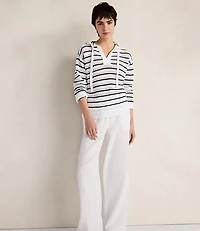 Haven Well Within Linen Cotton Blend Striped Open Stitch Hoodie