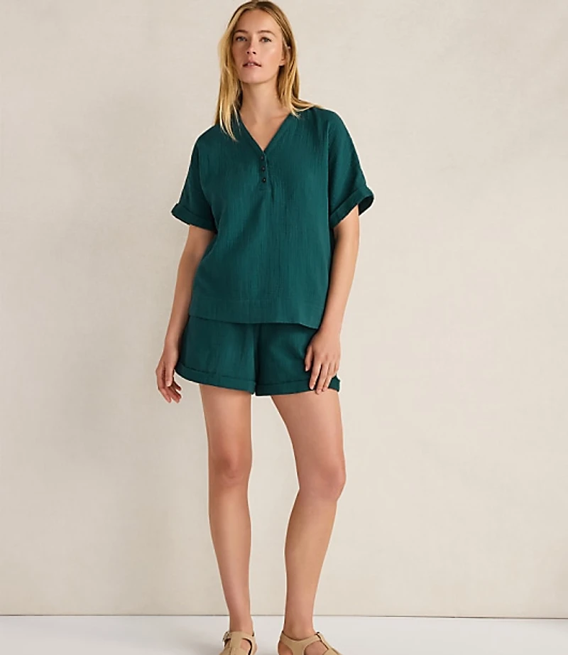 Haven Well Within Organic Cotton Gauze V-Neck Top