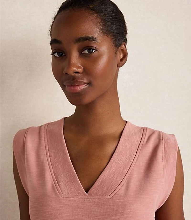 Haven Well Within Organic Cotton Slub Interlock V-Neck Top