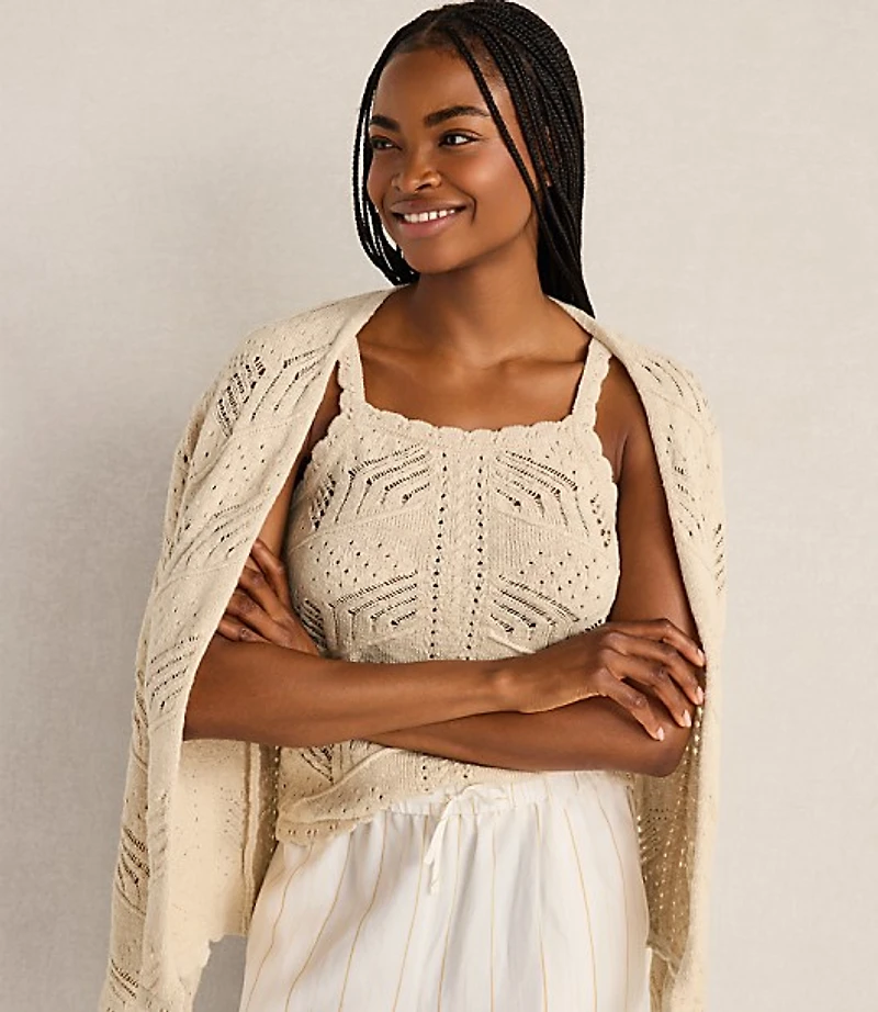 Haven Well Within Organic Cotton Pointelle Stitch Cardigan