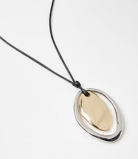 Mixed Metal Cord Pendant Necklace