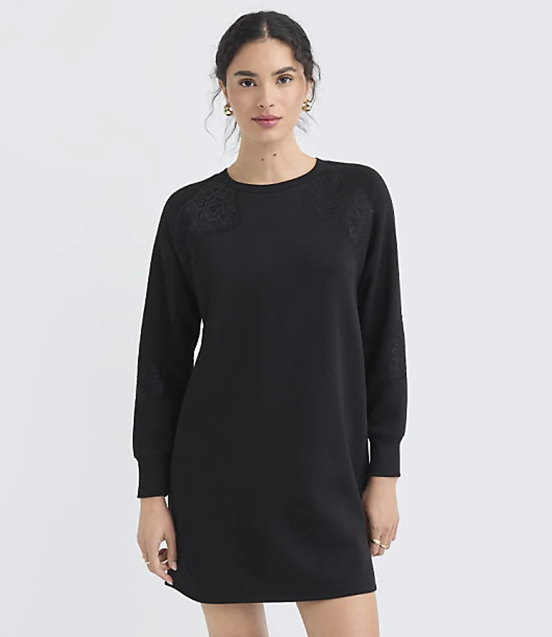 Lace Trim Sweatshirt Dress
