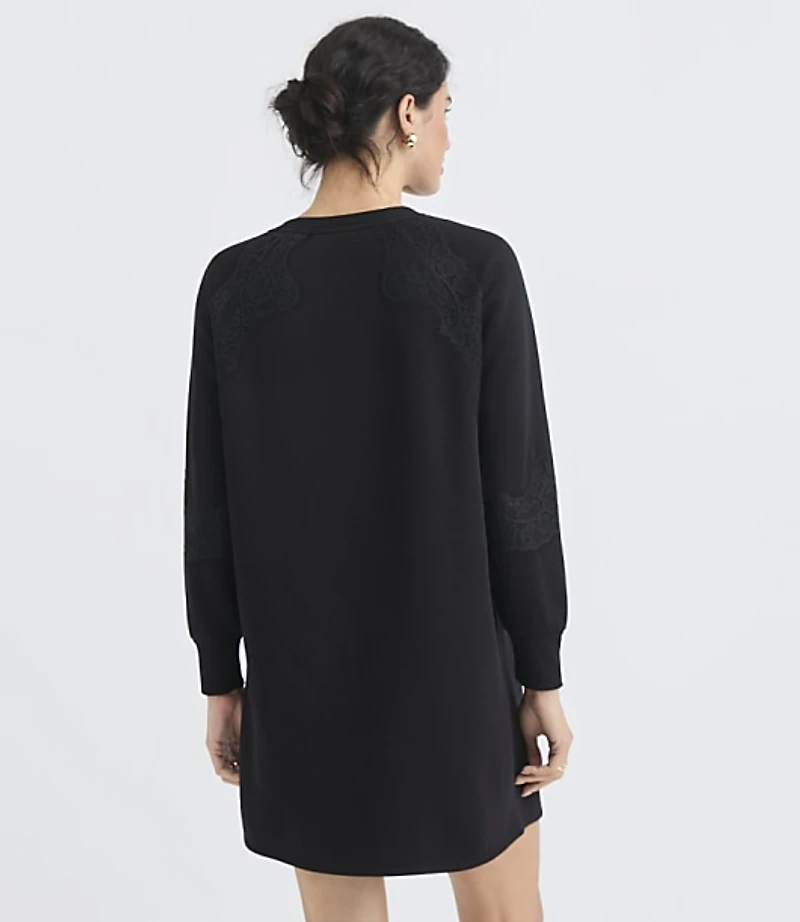 Lace Trim Sweatshirt Dress