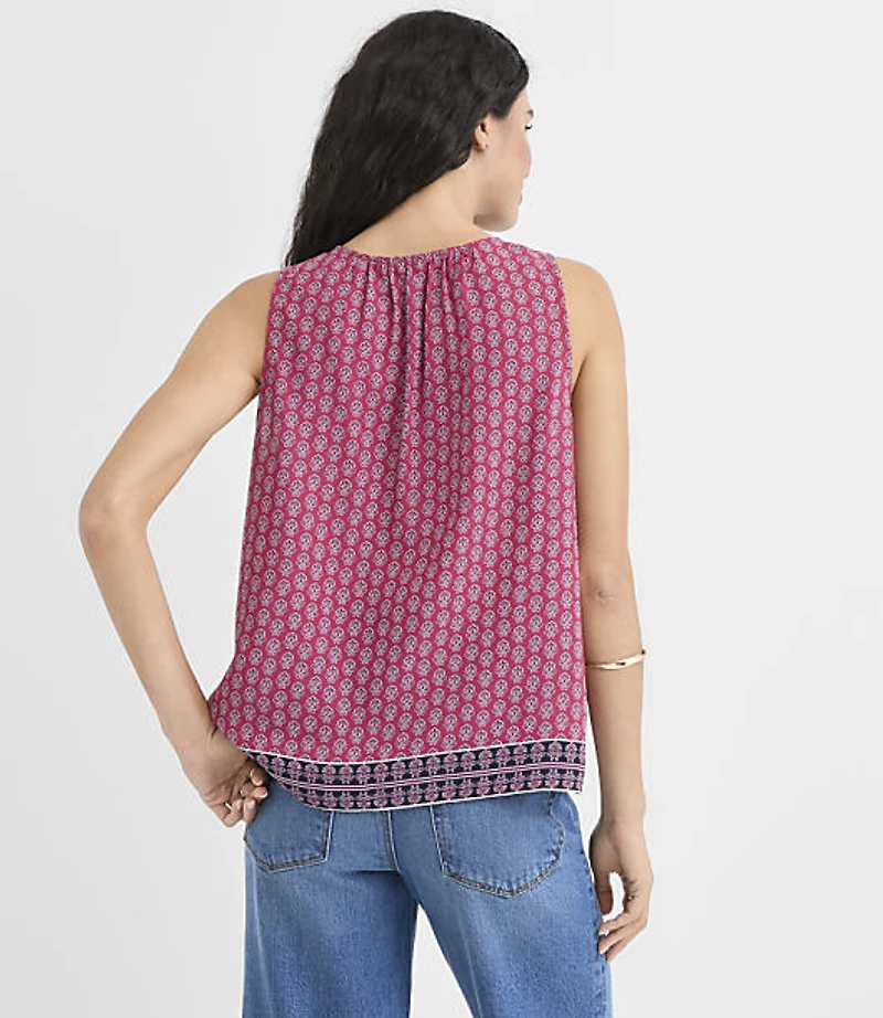 Foulard Shirred Split Neck Shell