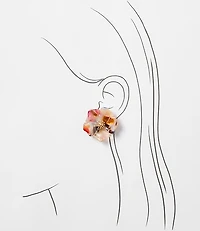 Tortoiseshell Print Floral Statement Stud Earrings