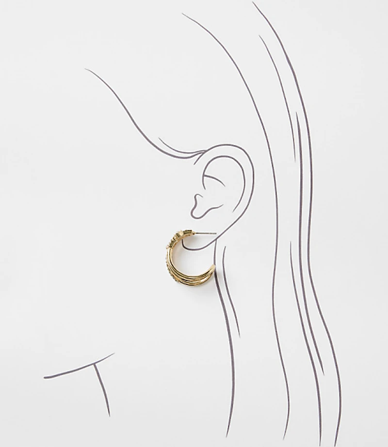Pave Triple Hoop Earrings