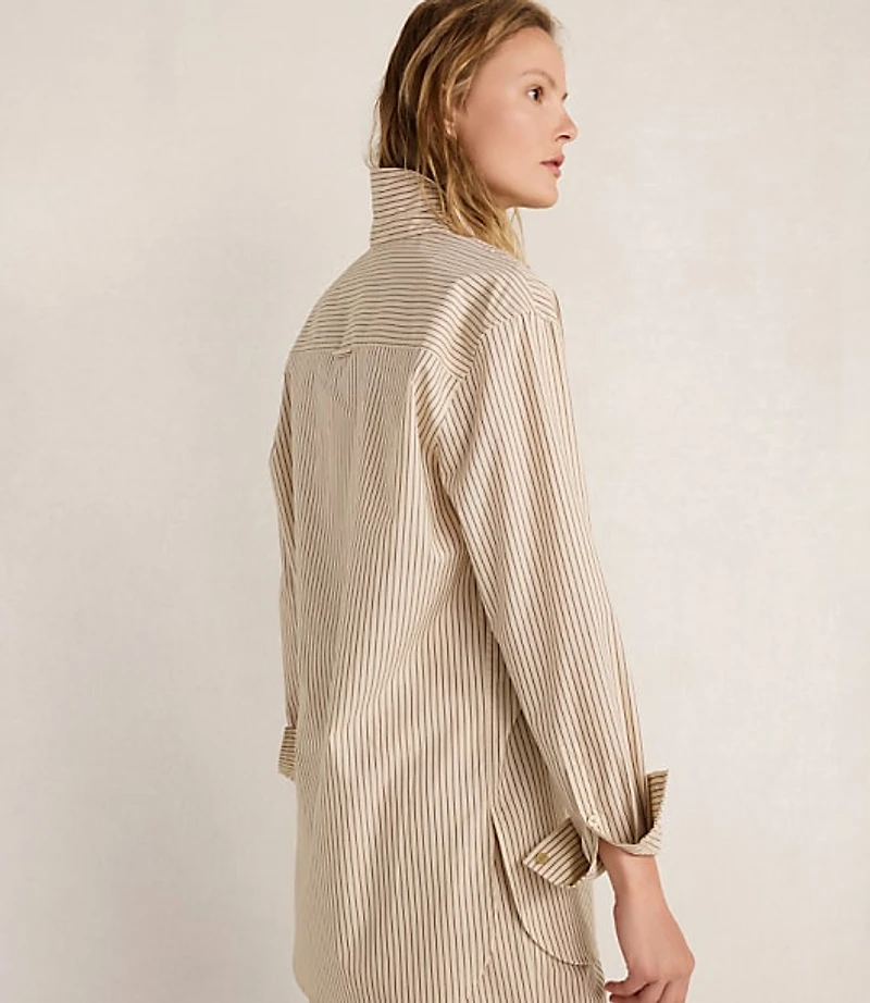 Haven Well Within The Longer Length Daily Shirt Organic Cotton Poplin Baton Stripe