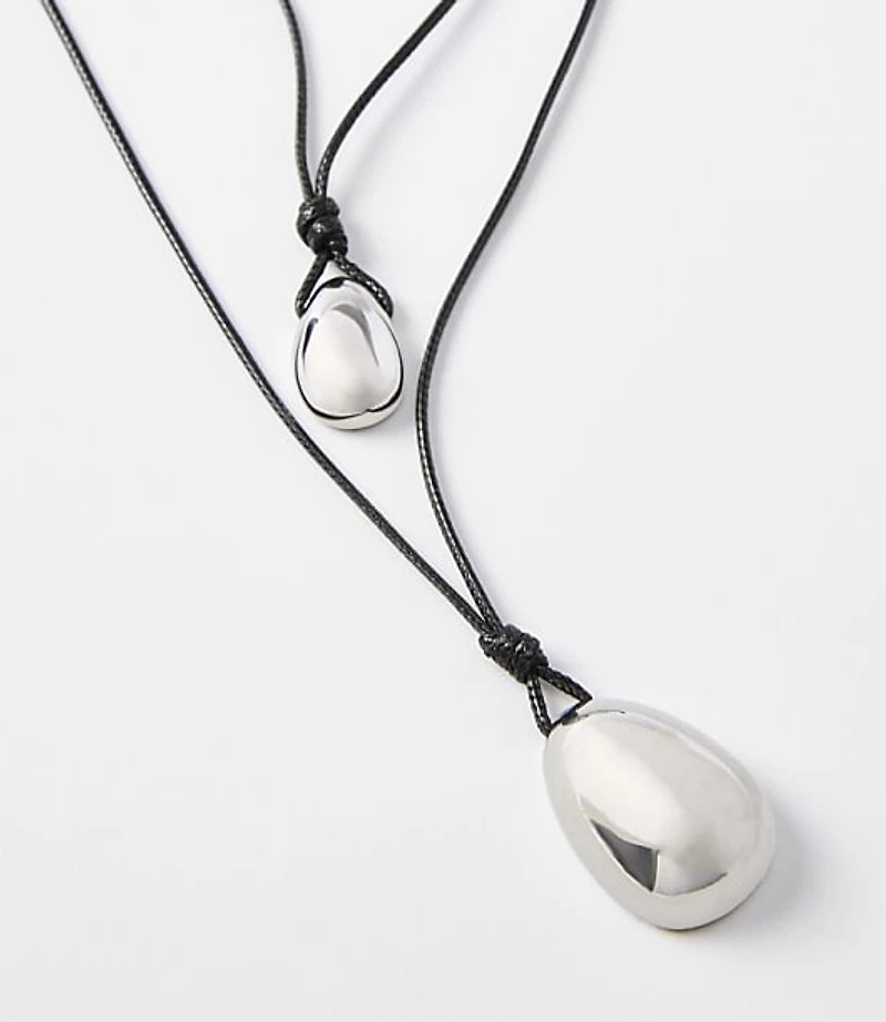 Metallic Drop Layered Cord Necklace