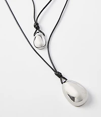 Metallic Drop Layered Cord Necklace