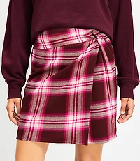 Plaid Twist Sarong Mini Skirt
