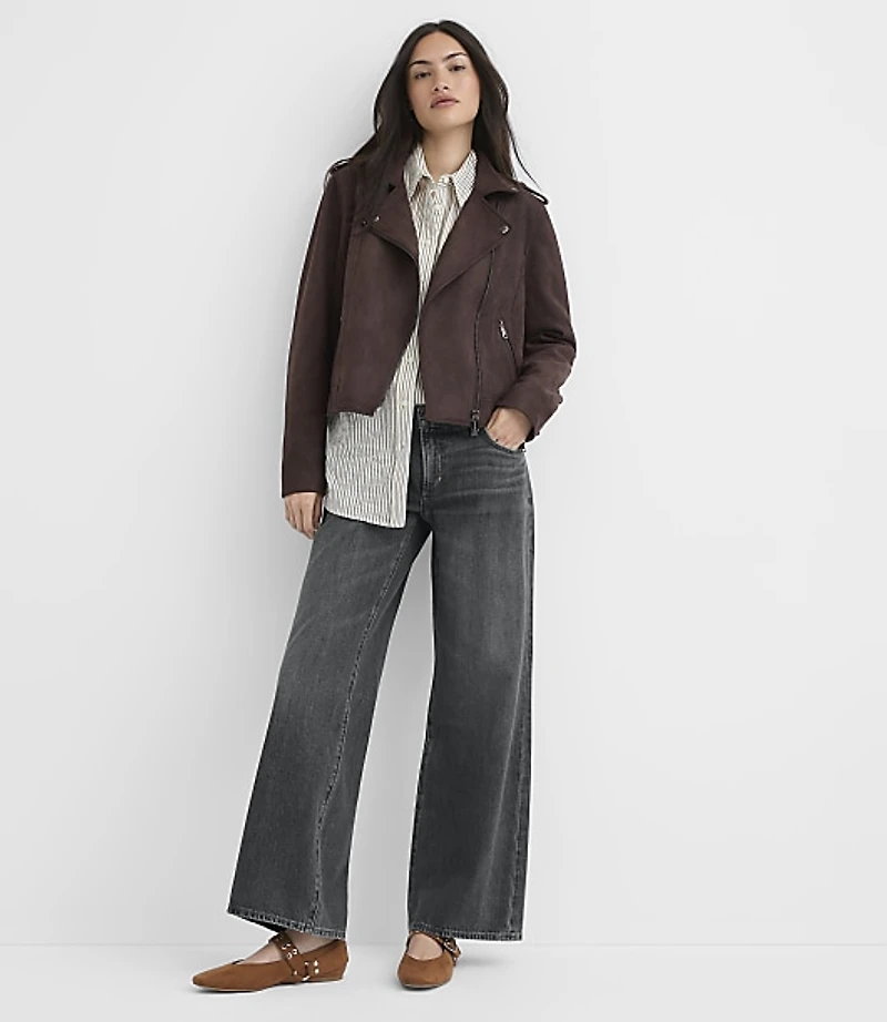 Petite Faux Suede Moto Jacket